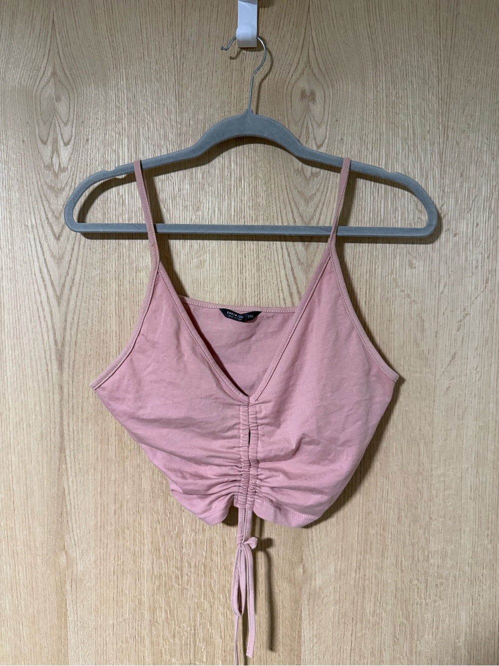 Pink Ruched Drawstring Sleeveless Top 0XL